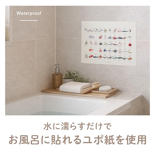 お風呂に貼った深海魚あいうえお表